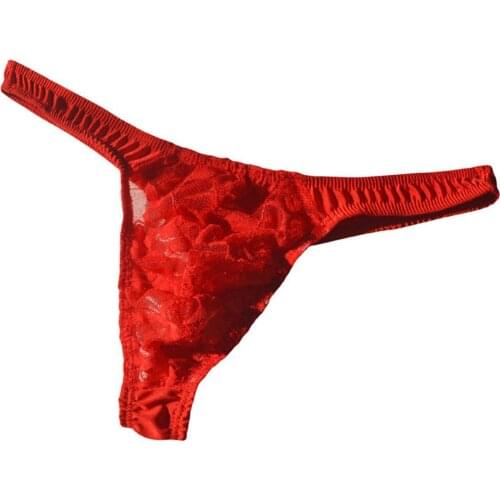 Sexy Mens Underwear Sissy Thong G String See Through Lace Enhance Pouch Bikini Briefs Ropa Interior Hombre