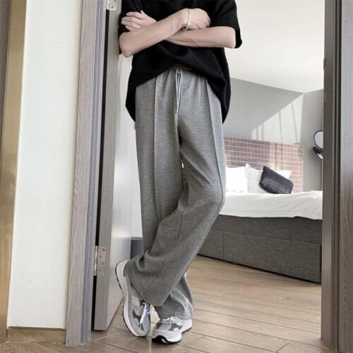 Gray/black/white Sweatpants Mens Fashion Drawstring Casual Pants Men Streetwear Loose Straight Trousers Mens Joggers Track Pants