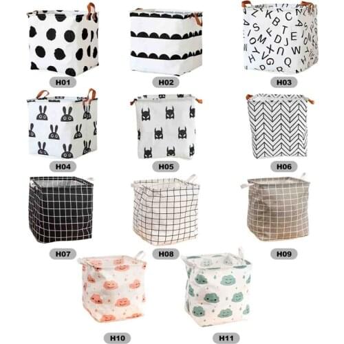 Foldable cotton and linen storage basket sundries desktop storage cases space saving storage bag picnic dirty clothes basket