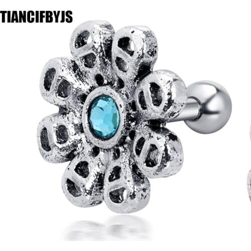 TianciFBYJS CZ Crown Earring Helix Tragus Orbital Ear Studs Cartilage Piercing 16g NEW Ear Ring Body Piercing Jewellery