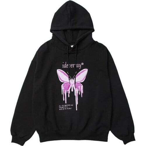Anime Butterfly Graphic Men Hoodie Harajuku Streetwear Oversized Hoodie for Men 100% Cotton 2021 Autumn Hip Hop Male Sweatshirt