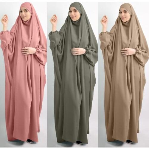 U-CN Muslim Women Hijab Dress Niqab Prayer Garment Jilbab Abaya Long Khimar Full Cover Ramadan Gown Abayas Islamic Clothes