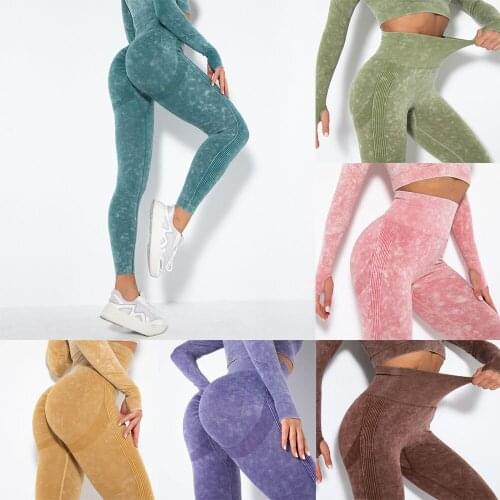 Tie Dye Leggings Seamless Sports Leggings Push Up Tights Woman Jogging Fitness Workout High Waist Hip Lift Water Wash Yoga Pants