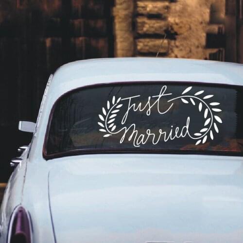 Wedding Car Window Vinyl Sticker Just Married Wall Art Decals Rustic Style Wedding Poster Removable Vinyl Married Mural AZ311