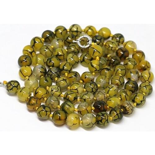 Vintage natural stone yellow veins dragon agat carnelian onyx long chain necklace round beads 8,10,12mm jewelry 36inch B1472