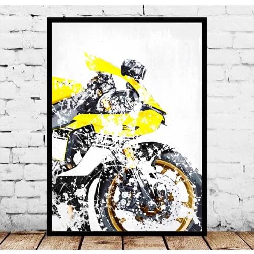 Vintage Motorcycle Superbike Abstract Watercolor Posters No Frame