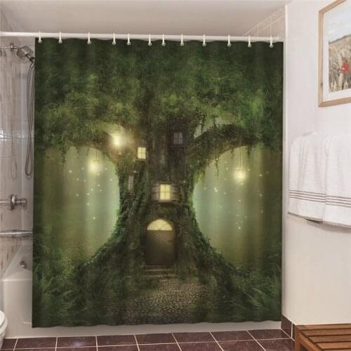 Magic Tree House Waterproof Shower Curtains Polyester Home Decoration Blackout Screen Mysterious Forest Washable Bath Curtains