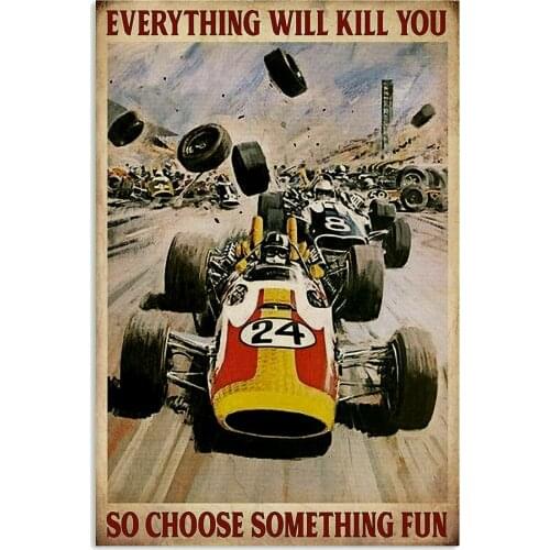 Choose Something Fun Car Racing Metal Poster Metal Sign Garage Iron Painting Tin Sign Wall Decor for Bar Room Man Cave