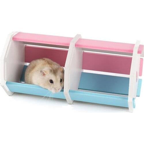1 Set New Design DIY Assembling Various Shapes Magic Room Hamster Mouse Wooden House Villa Cabin Small Pet Cage Bed Play Toy
