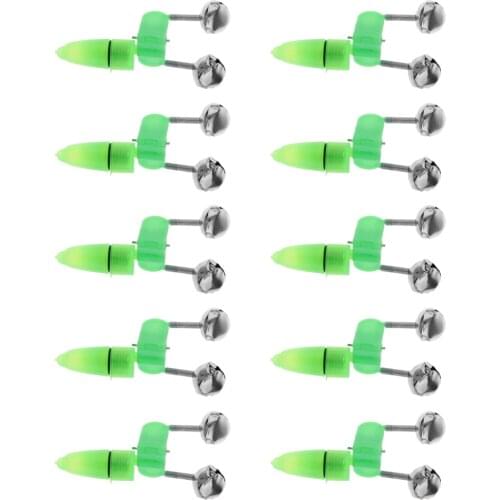 10Pcs LED Light Night Twin Bells Clip On Fish Fishing Rod Bite Alarm Alert