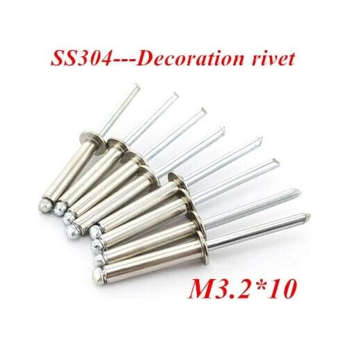 100PCS M3.2*10 Dome POP Head Rivet Stainless steel Core Pulling Decoration Rivets