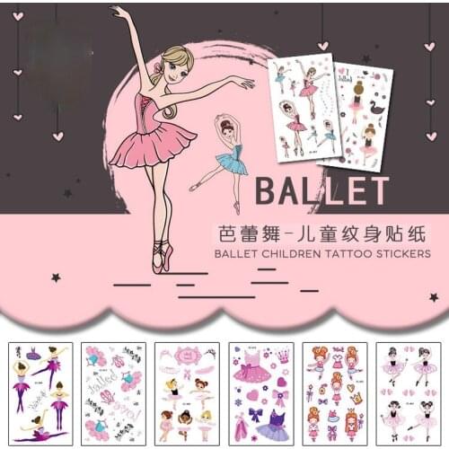 12x7cm Waterproof Ballet Girls Tattoo Stickers Cute Stickers Childrens Cartoon Tattoo Stickers