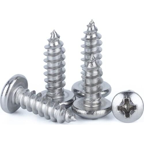 20/50Pcs 316 Stainless Steel Round Head Phillips Self Tapping Screws M2 M2.2 M2.6 M3 M3.5 Cross Recessed Pan Head Wood Screw