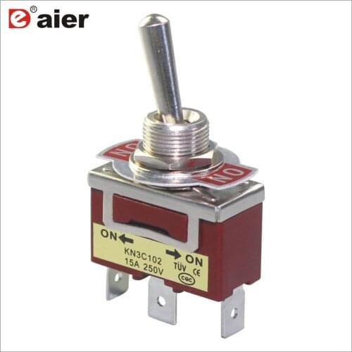 20PCS KN3C-102P 15A 250VAC ON-ON SPDT 3 Pin Medium Electrical Toggle Switch With PC Terminal