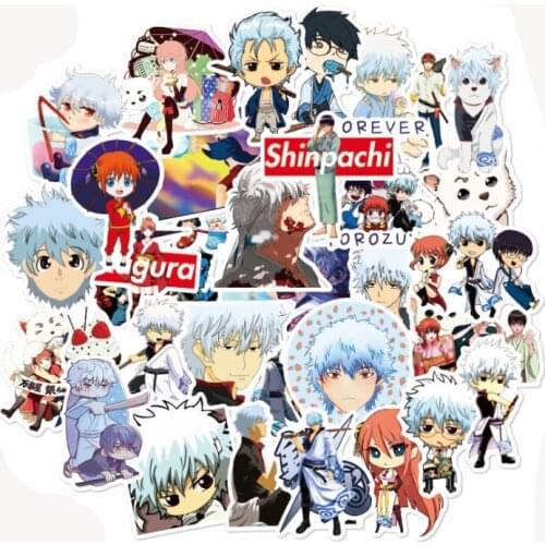 50Pcs Funny Anime GINTAMA Cartoon Stickers Toys For Children Motorcycle Luggage Laptop Bicycle Skateboard Sticker Pe