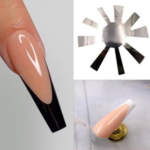 9 Sizes Easy French Edge Stainless Steel Trimmer Stencil Nail Art Tool