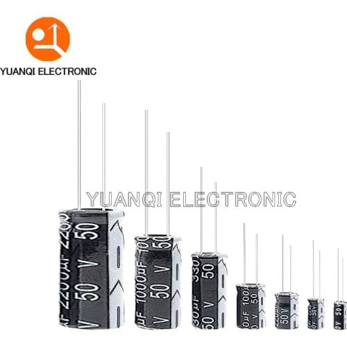 50V Aluminum Electrolytic Capacitor 0.1UF 0.22UF 0.47UF 10UF 22UF 47UF 100UF 220UF 470UF 680UF 1000UF 2200UF 3300UF 4700UF