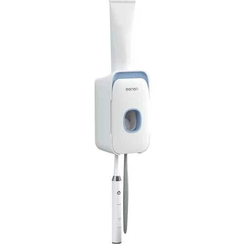 Automatic Toothpaste Dispenser with Toothbrush Holder Set Wall Mounted Kids Hands Free Toothpaste Squeezer for Bathroom