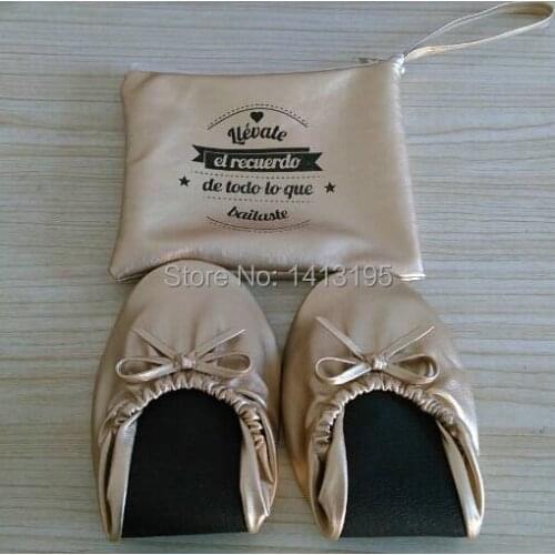 Free shipping ! 2017 Popular new fashion foldable ballerina shoes with bag for guest favor party used