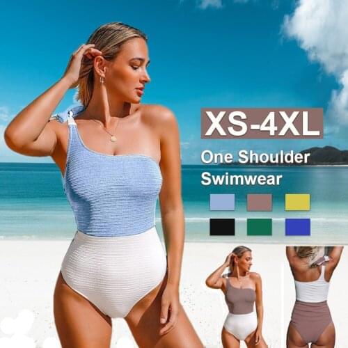One Shoulder One-Piece Swimsuit Women Sexy Monokini 2021 New Girls Beach Bathing Suits Swimwear