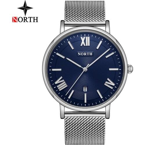 Luxury Brand Men Watch NORTH Fashion Business Untra Thin Mesh Belt Quartz Watches Men Sport Waterproof Watch Relogio Masculino