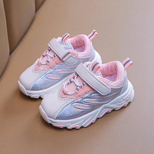 Child Sneakers Kids Mesh Breathable Patchwork Thick Sneakers Boys Girls Non-slip Casual Shoes Comfortable 2021 Spring New E547