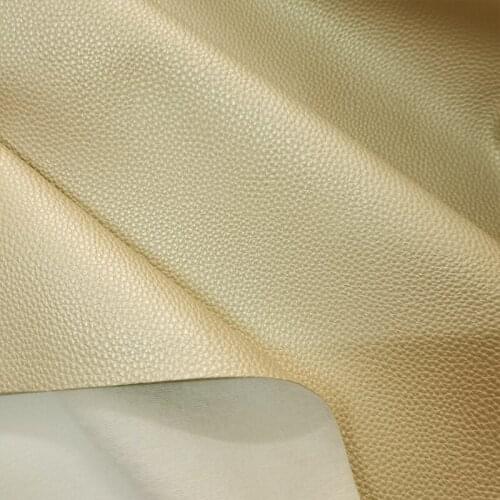 Good Light Gold Small Lychee Pattern Faux PU leather Fabric For Car Seat Sewing Material PU artificial leather For DIY bag/Sofa