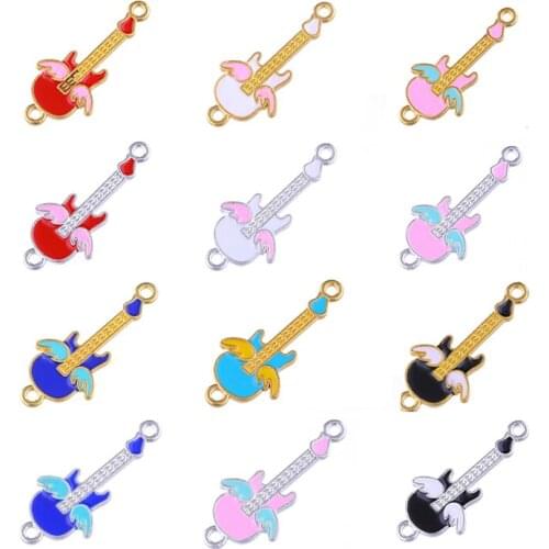 Juya DIY Colorful Jewelry Accessories Handmicraft Guitar Enamel Charms For Bracelet Necklace Earrings Jewelry Making