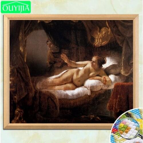 Rembrandt Famous Painting "Danae" 5D DIY Diamond Painting Full Square Diamond Embroidery Rhinestones Mosaic Decoration Picture