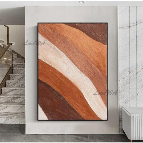 Warm Color Abstract Oil Painting Of Strip Color Stitching New Arrival Wall Art Home Decoration Picture For Living Room No Framed