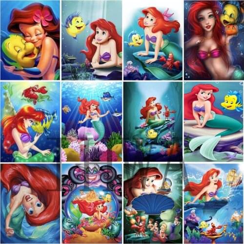 Disney Princess 5D Diamond Embroidery Mermaid Sale Portrait Diamond Painting Full Drill Square Mosaic Rhinestones Pictures Gift