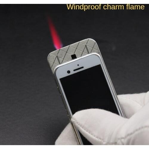 Classic Mobile Phone Windproof Inflatable Butane Lighter Torch Jet Pink Flame Igniter Creative Cigarette Accessories