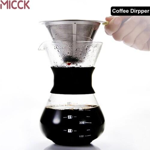 MICCK Stainless Steel Coffee Dripper Reusable v60 Coffee Filter Holder Double Layer Coffee Pot Metal Filter Funnel Barista Tools