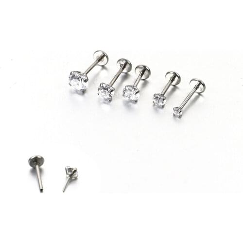 20G 0.8mm Labret Ring 16G surgical Stainless Steel Clear Threadless Lip Ring Piercing Tragus Earring