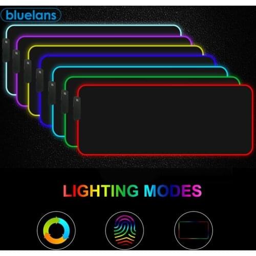 Large Thicken 4cm Mouse Keyboard Pad RGB Solid Color Simple LED Locking Colorful Color Luminous Non-slip Gaming Office Mouse Pad