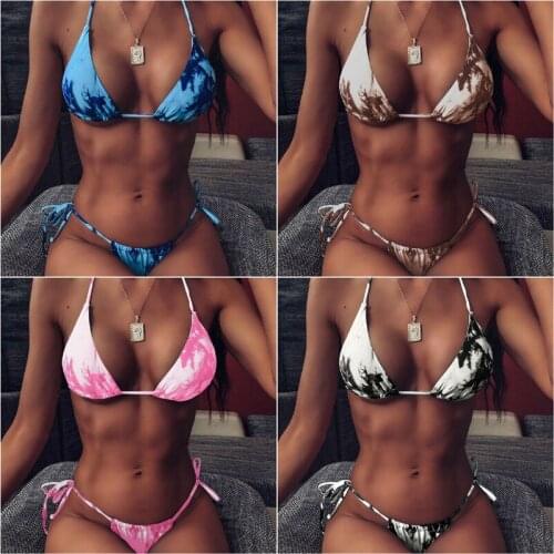 FlowerDance Swimsuit Ink Print Bathing Suit Women Bikini Sexy Vacation Two Piece Swimsuit HighWaist Women Swimsuit Chest Support