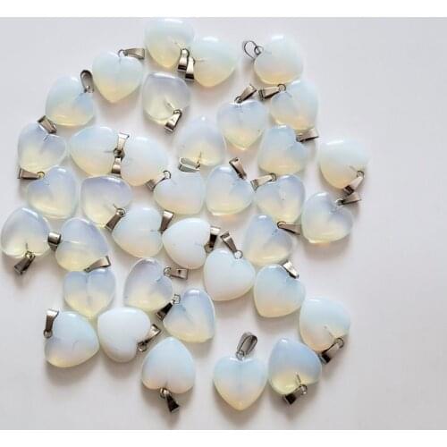 2018 Hot sale fashion natural opal stones heart charm pendants for jewelry making good quality 50pcs/lot Wholesale