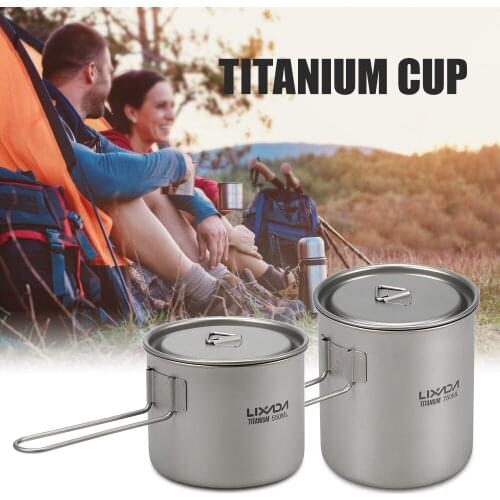 Lixada 750ml Outdoor Tableware Picnic Cookware Camping Stove Camping Titanium Pot Water Cup with Detachable Handle
