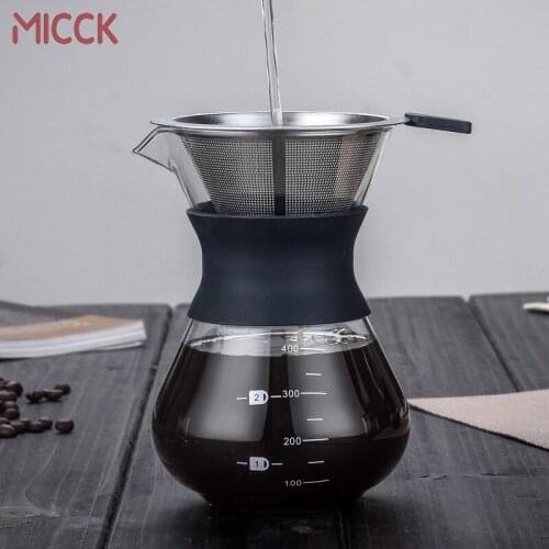 MICCK Portable Glass Coffee Filter Pot Maker V60 Glass Coffee Pot Teapot Kettle Mocha Espresso Percolator Tool Cups Drinkware