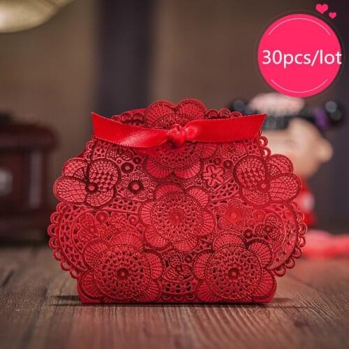 Set of 30 Gloss Candy Red Wedding Party Favor Boxes 3.3 Inch x 3 Inch x 1.37 Inch
