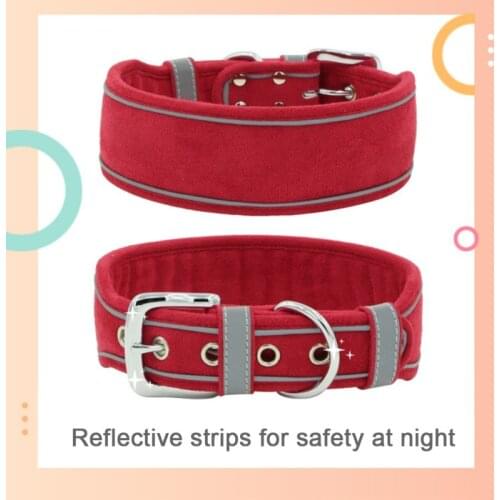 Nylon Dog Collar Mesh Padded Pet Dog Collars Heavy Duty Durable Adjustable Reflective Durable Comfortable Wear-Resistant Walking
