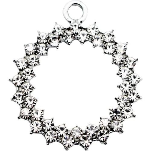 New Arrive 20pcs/lot Crystal roundness Dangle Charms Lobster Clasp Hanging Charm For Bracelet&Pendant Floating Charms Jewelry