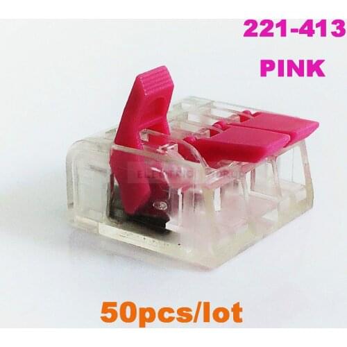 Plug-in connector 221-413 Wire Connectors waterproof connector cable terminals block pink color mini fast 3pins Cable Connector