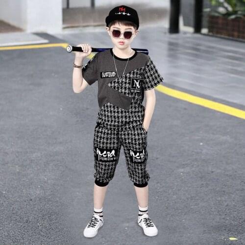 4-14 Years Summer Boy Clothing Set 2021 New Fashion Casual Active T-shirt+ Pant Kid Children Boy Teenager Clothing