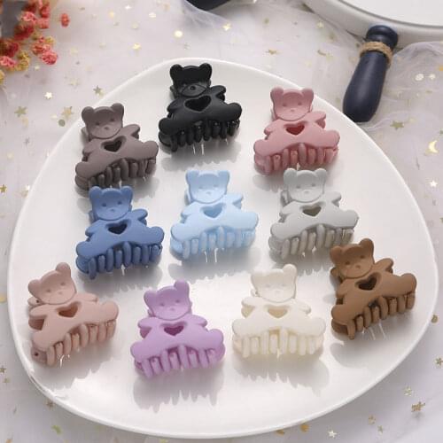 Transparent Candy Color Bear Hairpin Women Girls Kids Acrylic Hair Accessories Small Geometric Barrettes Ponytail Hair Claw Clip