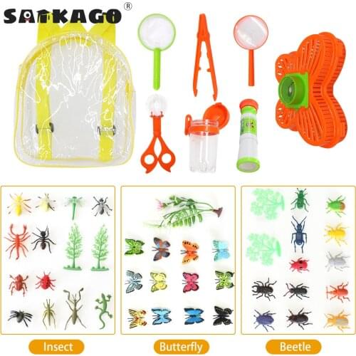 Satkago 22Pcs Kid Insect Viewer Toys Set Telescope Insect Net Observation Box Outdoor Catches Insects Children Educational Toy