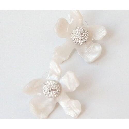 Designer earring white resin studs safflower earring
