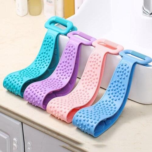 Bath Towel Silicone Back Rub Bath Brush Bath Belt Bathroom Tools Scrub Bath Men For Women Clean Belts A4B4