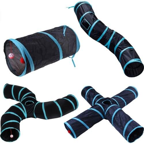 Cat Tunnel Collapsible Pet Play Tunnel Tube Toy with a Bell Toy for Cat Puppy Kitten Indoor Outdoor Cat Training Toy
