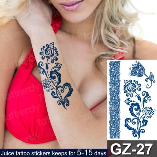 15days long lasting tattoos temporary art tattoo rose indian henna Mehndi flower tattoo arm stock hand tattoo mandala for women